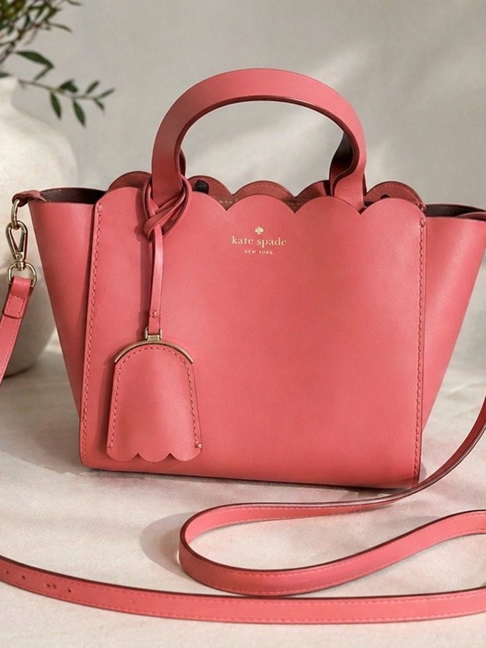 kate spade Coral Pink Scallop Satchel in Coral